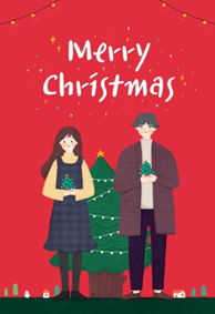 2017圣诞手机壁纸卡通情侣版 圣诞节专属情侣手机